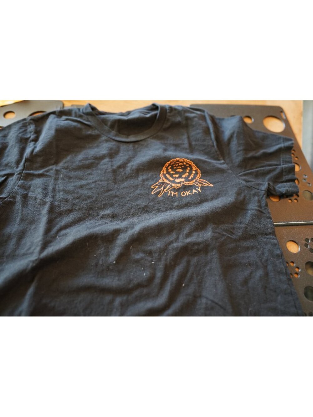 Two Crow Collective I'm Okay Marigold Tee Small Black Graphic Shirt Indie Altern